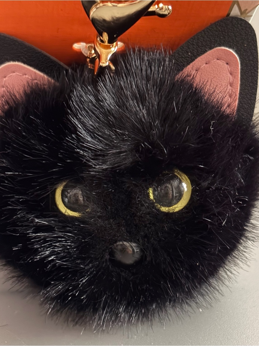 Piper K Black Fuzzy Cat Plush Keychain